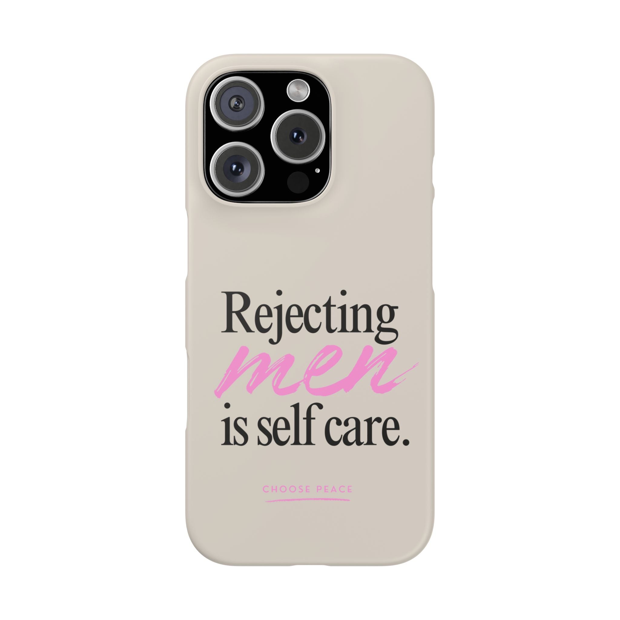 Rejecting Men Is Self Care Beige Phone Case, Minimal Feminist Case