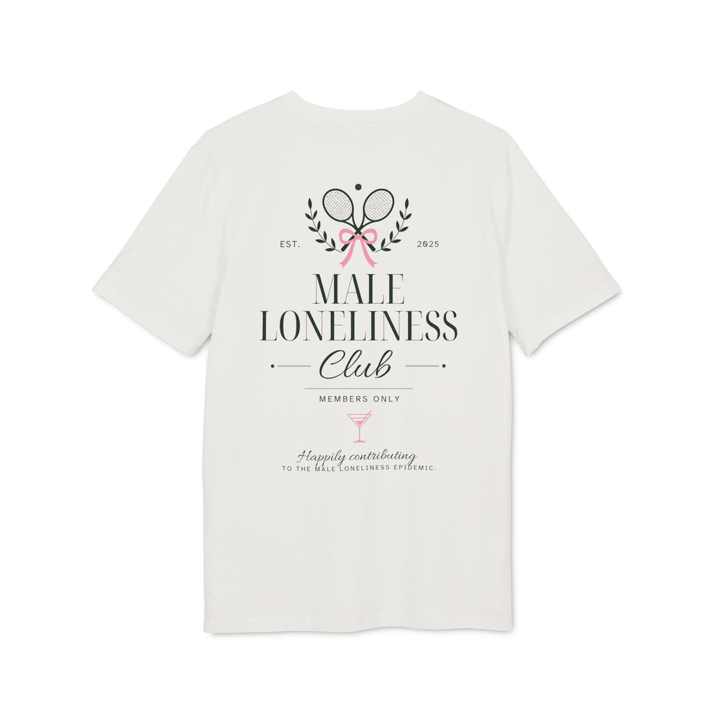 Male Loneliness Club Back Print Shirt, Funny Feminist Tennis Club Tee, White Oversized T-Shirt