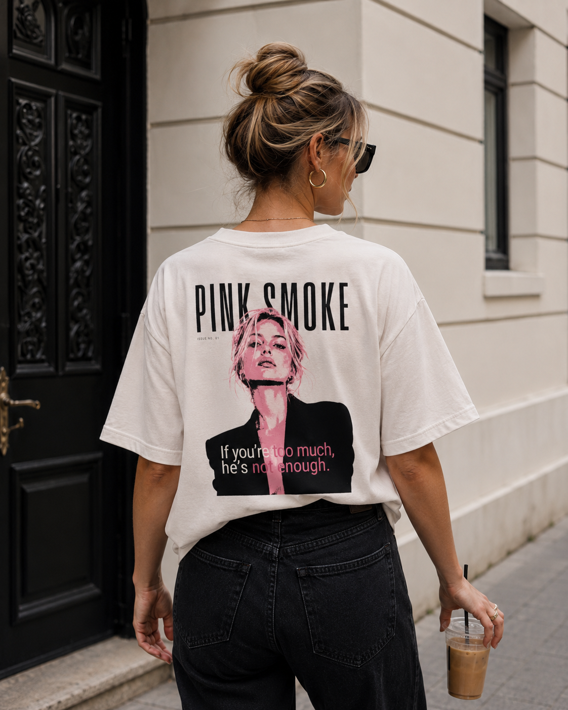 If You’re Too Much, He’s Not Enough Oversized T-Shirt, Feminist Back Print Tee