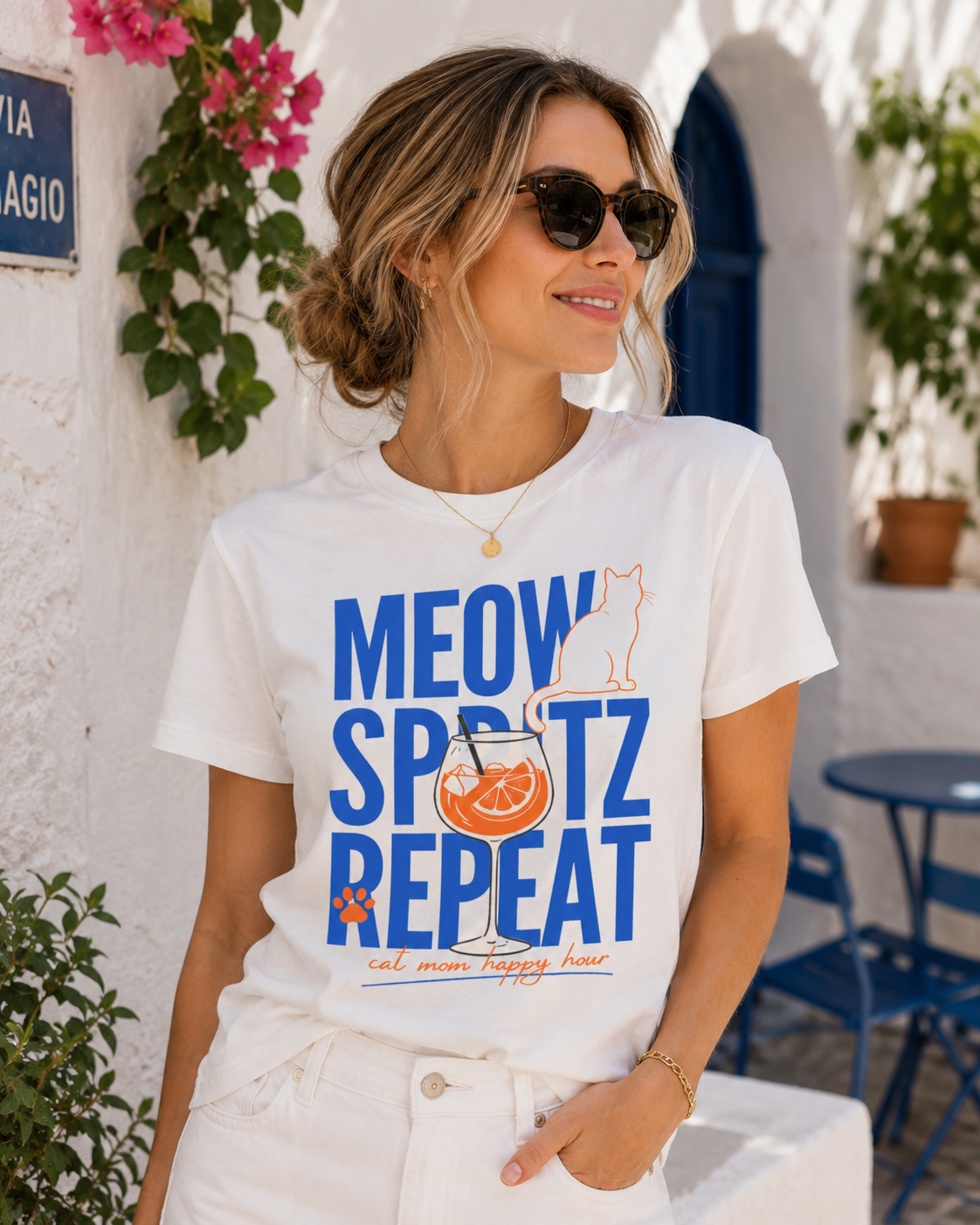 Meow Spritz Repeat Organic Cat Mom T Shirt
