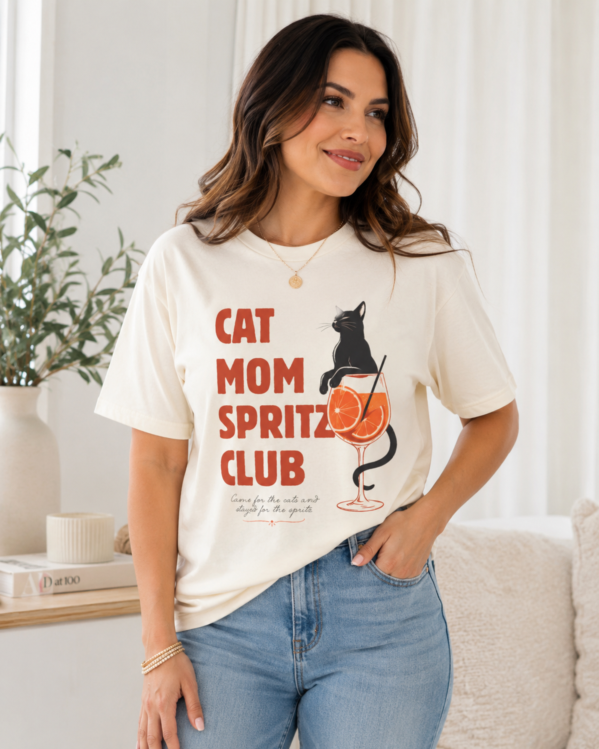 Cat Mom Spritz Club Cream Organic T Shirt