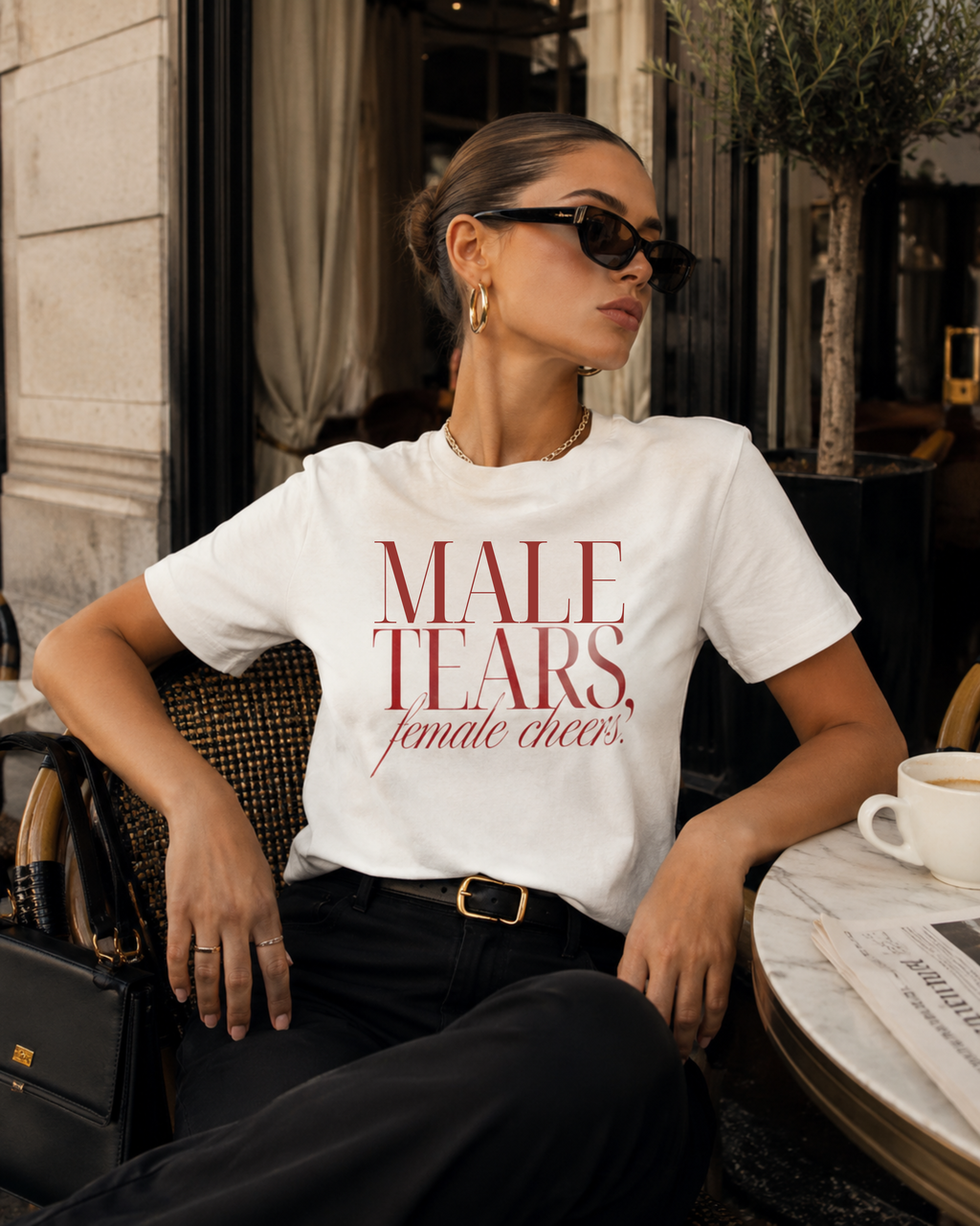 Male Tears Female Cheers White Organic Tee