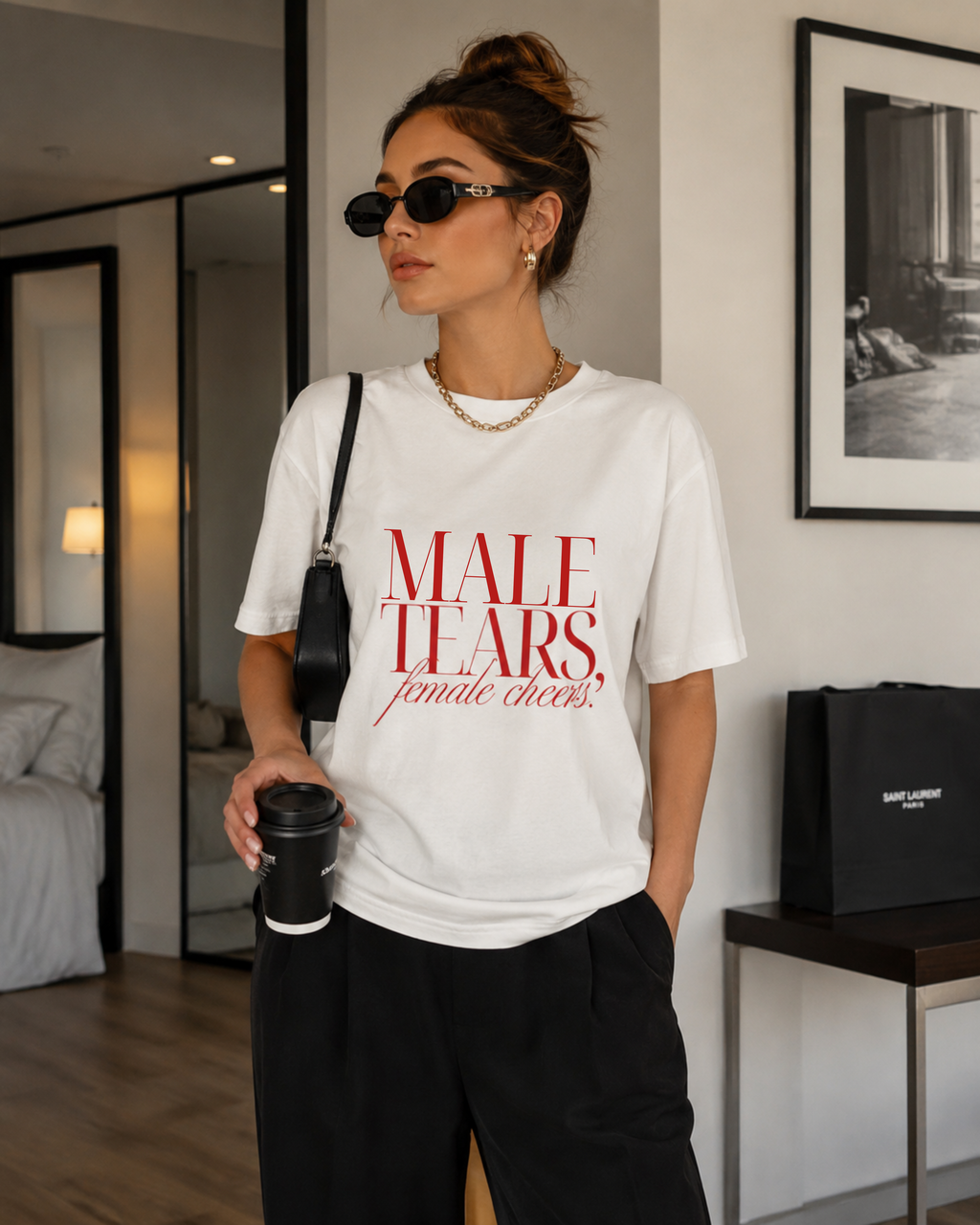 Male Tears Female Cheers White Organic Tee