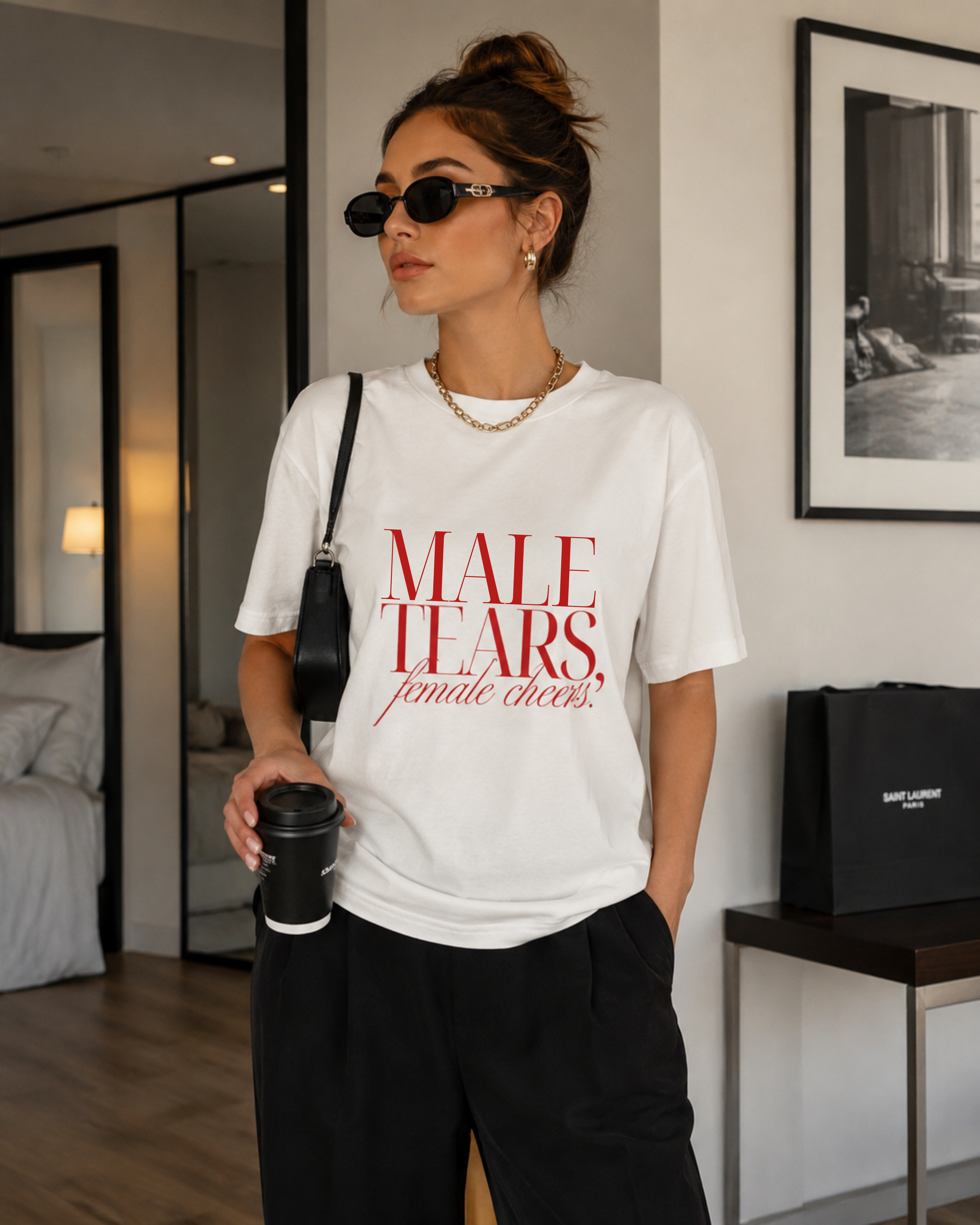 Male Tears Female Cheers White Organic Tee