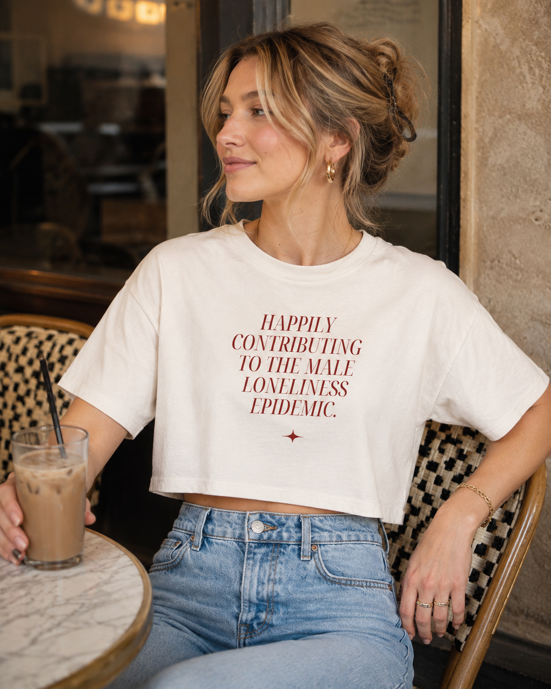 White Male Loneliness Epidemic Crop Tee