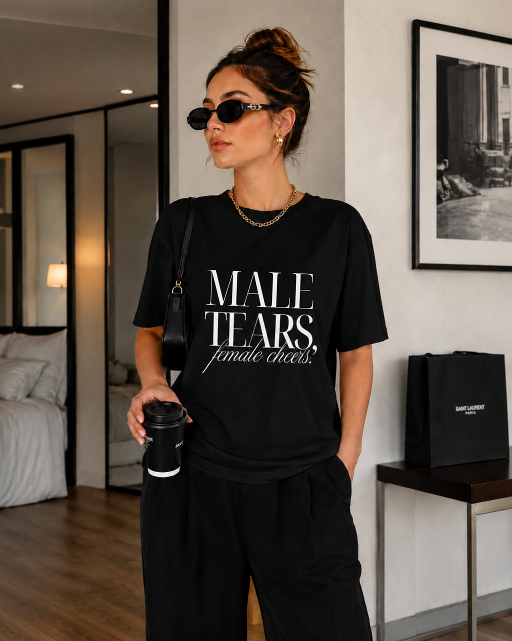 Male Tears Female Cheers Black Organic Tee