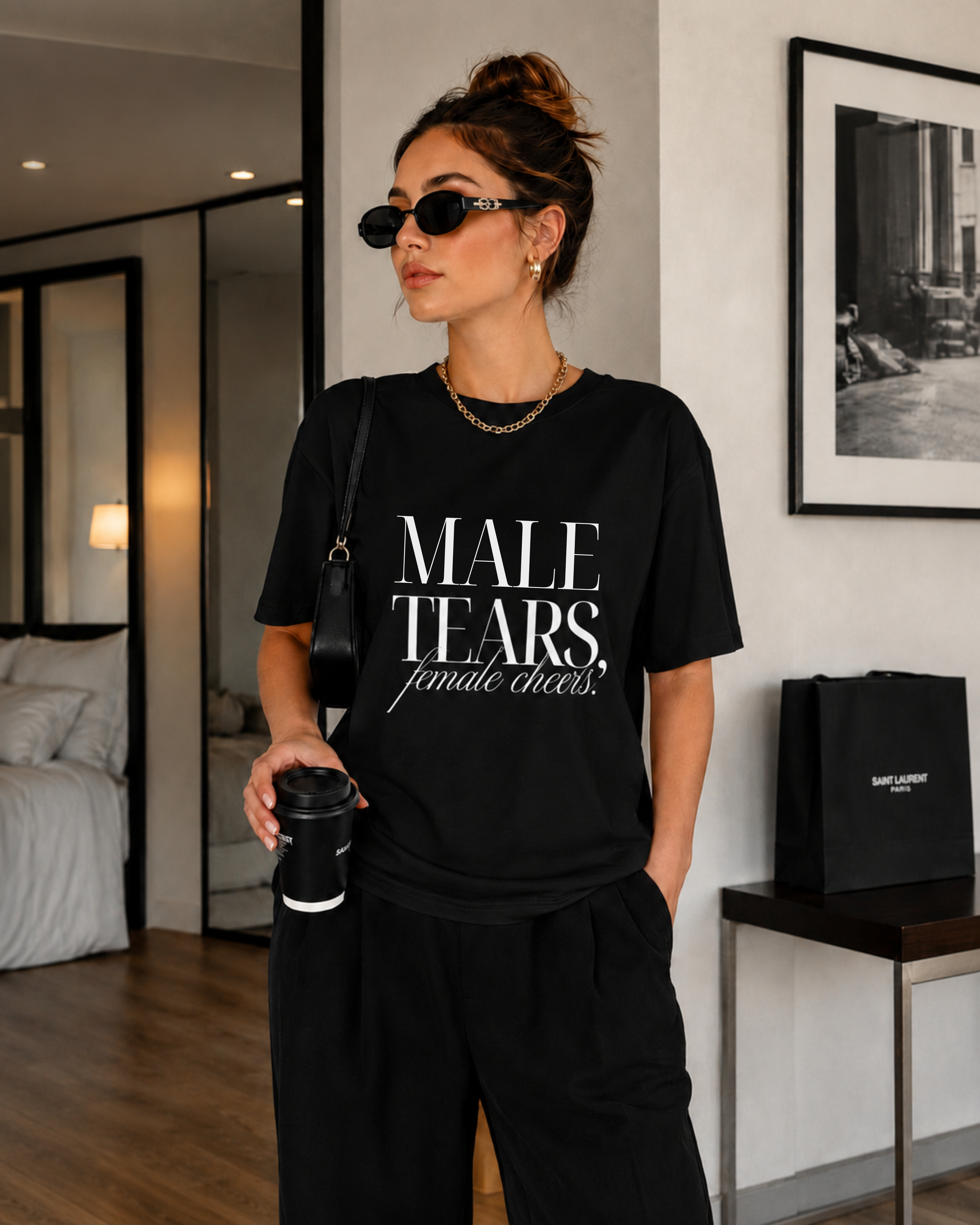 Male Tears Female Cheers Black Organic Tee