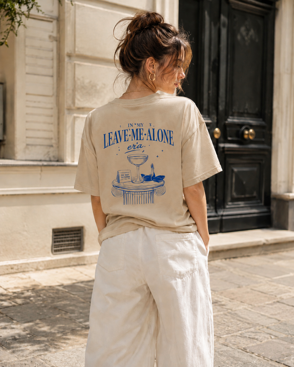 Leave Me Alone Era Back Print Shirt, Funny Graphic Tee, Blue Statement T Shirt