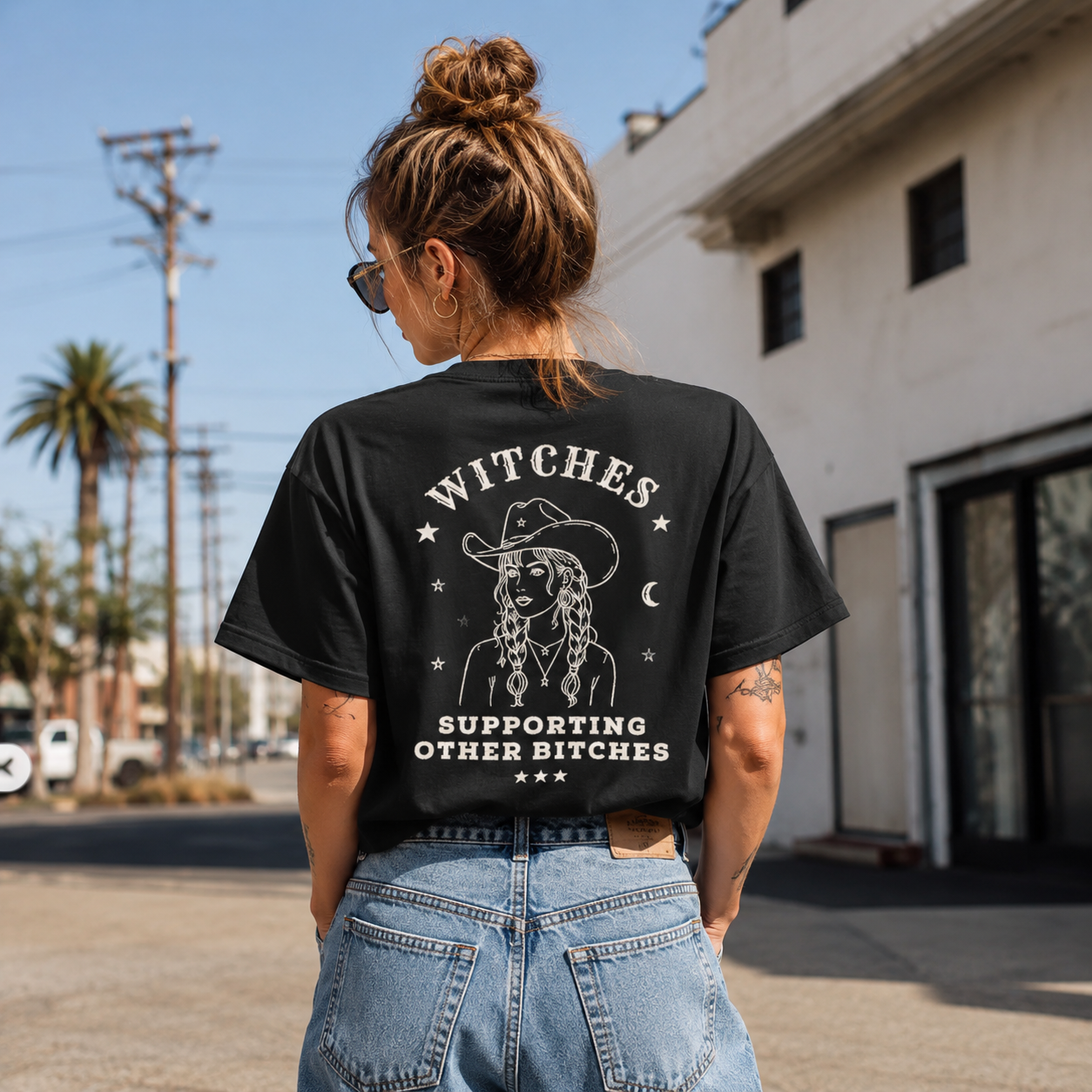 Witches Supporting Other Bitches Cowgirl Back Print Tee
