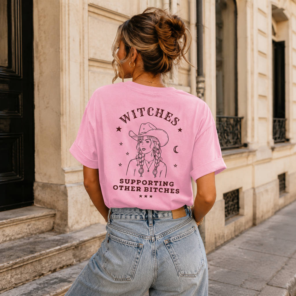 Witches Supporting Other Bitches Cowgirl Back Print Tee