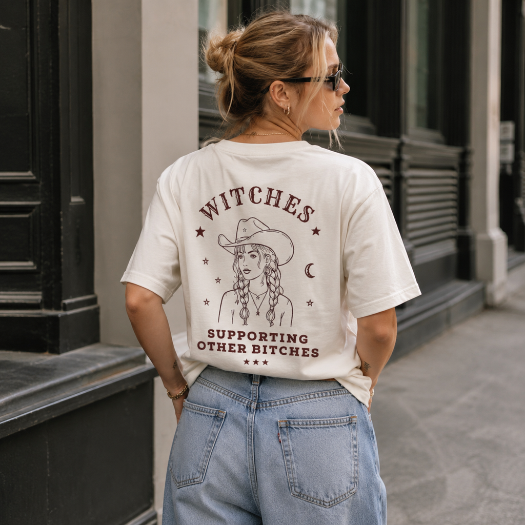 Witches Supporting Other Bitches Cowgirl Back Print Tee