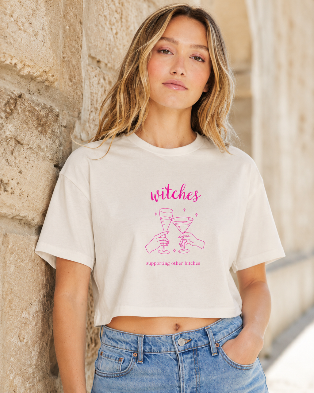 Witches Supporting Other Bitches Crop Tee, Funny Witch Shirt, Sassy Halloween Top