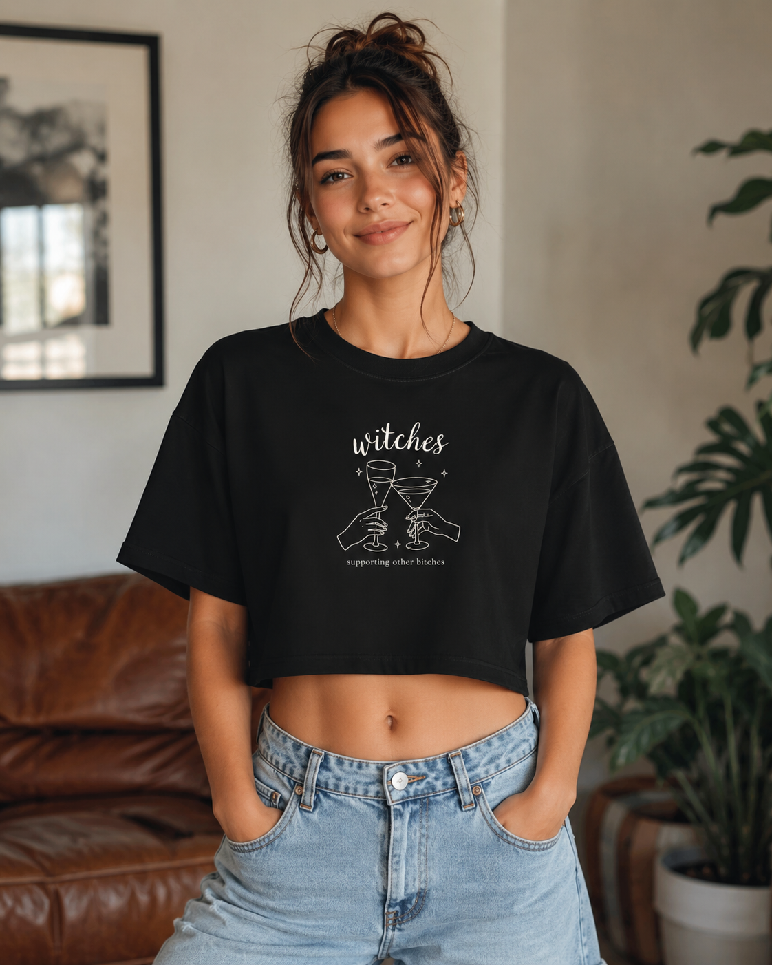 Witches Supporting Other Bitches Crop Tee, Funny Witch Shirt, Sassy Halloween Top