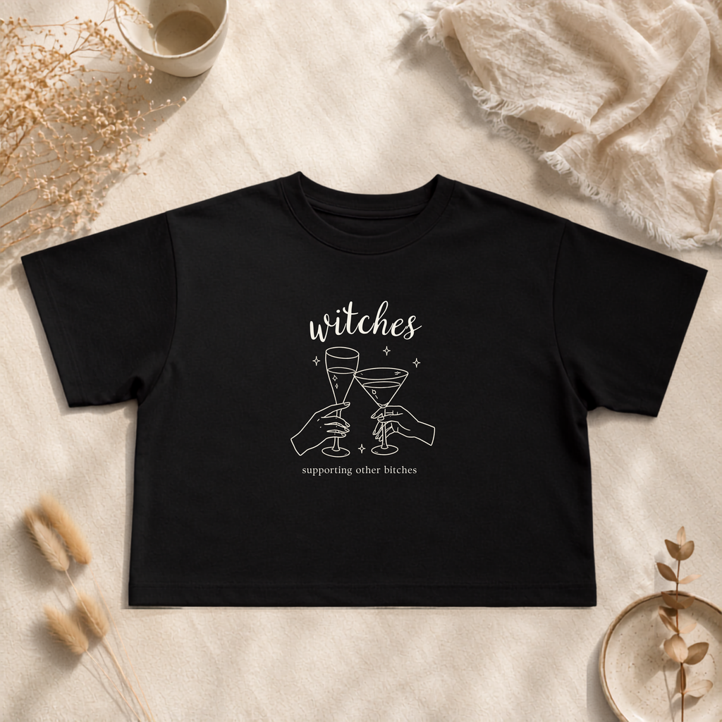 Witches Supporting Other Bitches Crop Tee, Funny Witch Shirt, Sassy Halloween Top