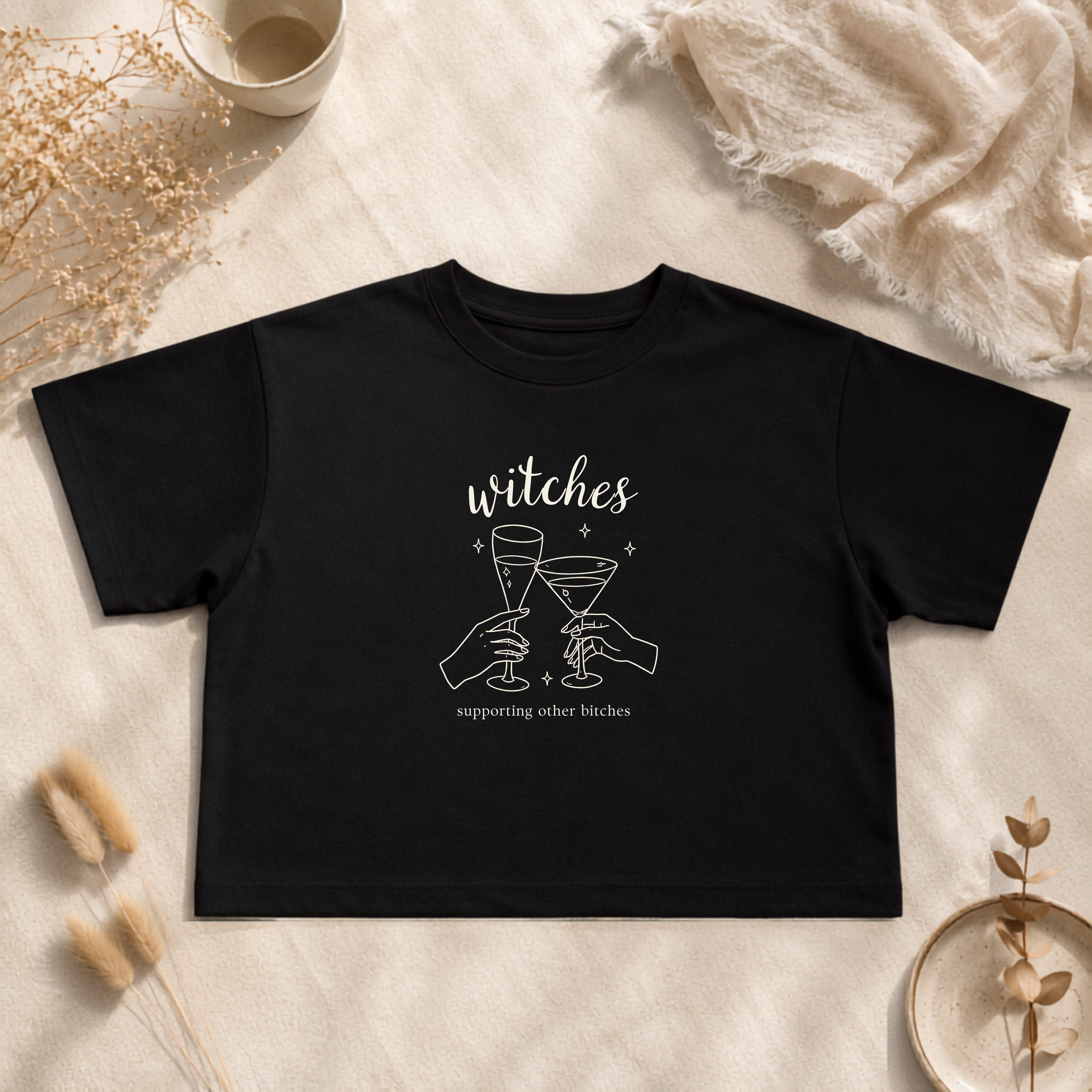 Witches Supporting Other Bitches Crop Tee, Funny Witch Shirt, Sassy Halloween Top