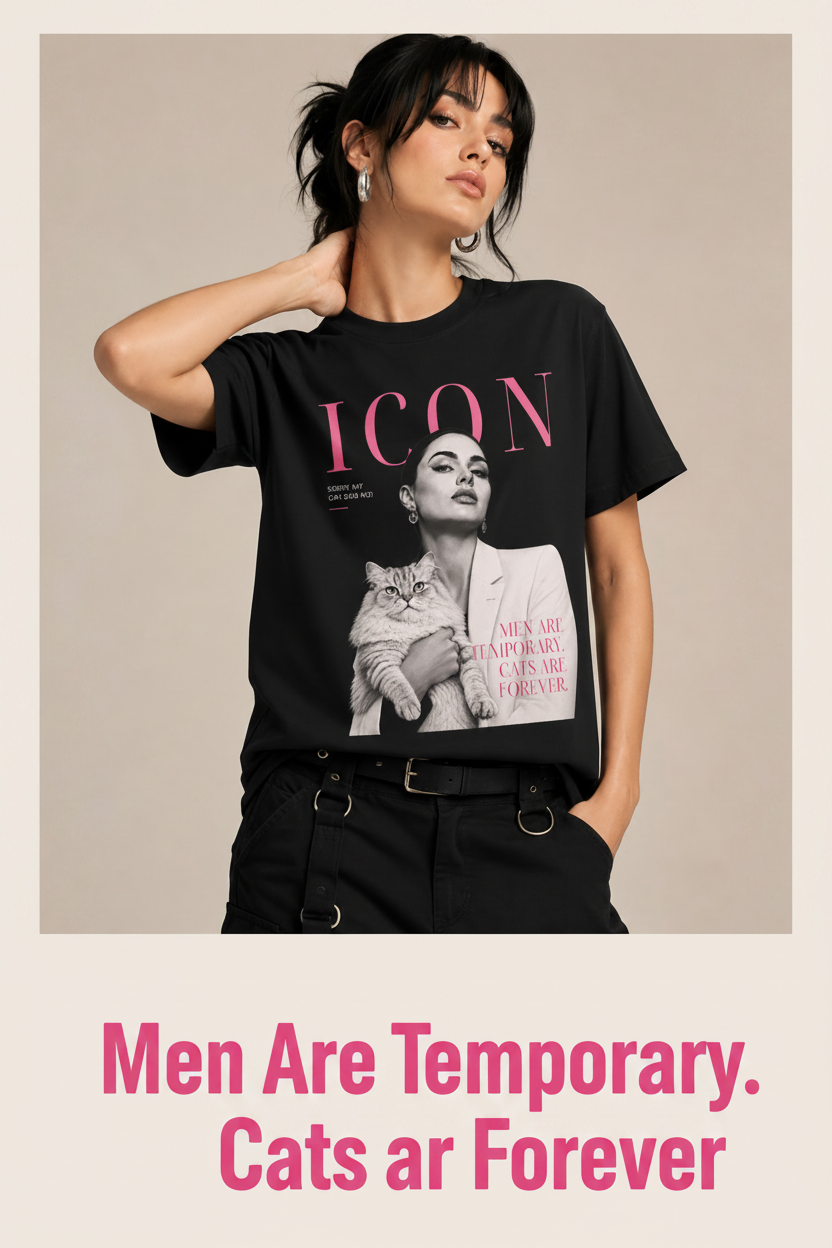 Men Are Temporary Cats Are Forever Graphic T Shirt