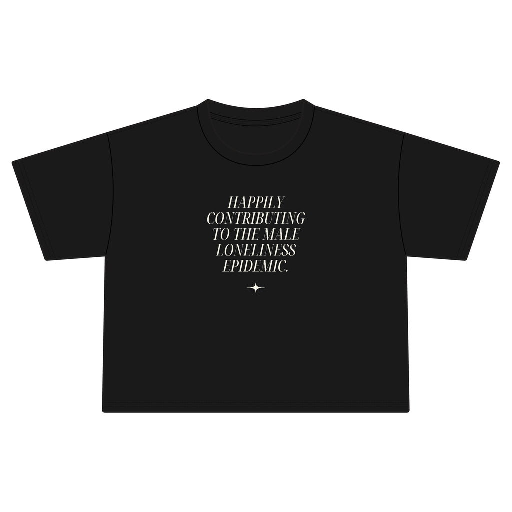 Male Loneliness Epidemic Black Boxy Crop Tee