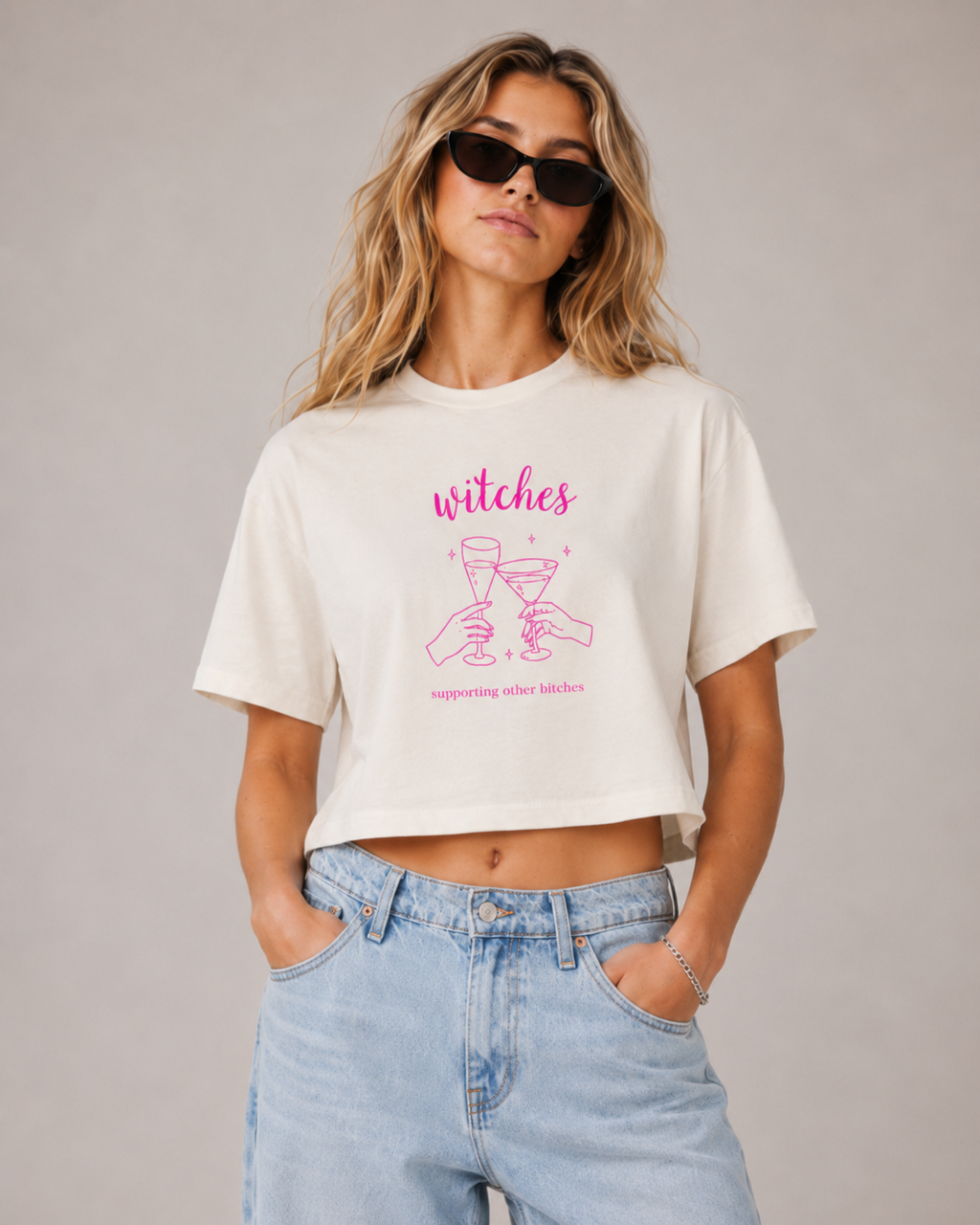 Witches Supporting Other Bitches Crop Tee, Funny Witch Shirt, Sassy Halloween Top
