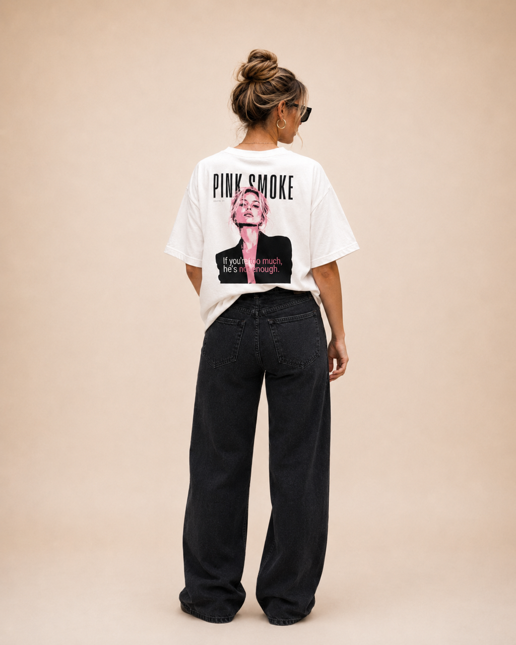 If You’re Too Much, He’s Not Enough Oversized T-Shirt, Feminist Back Print Tee