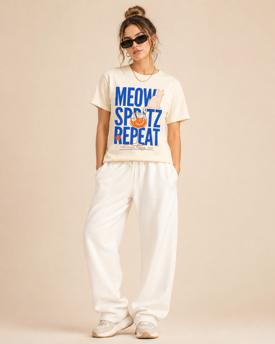 Meow Spritz Repeat Organic Cat Mom T Shirt