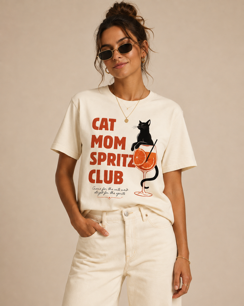 Cat Mom Spritz Club Cream Organic T Shirt