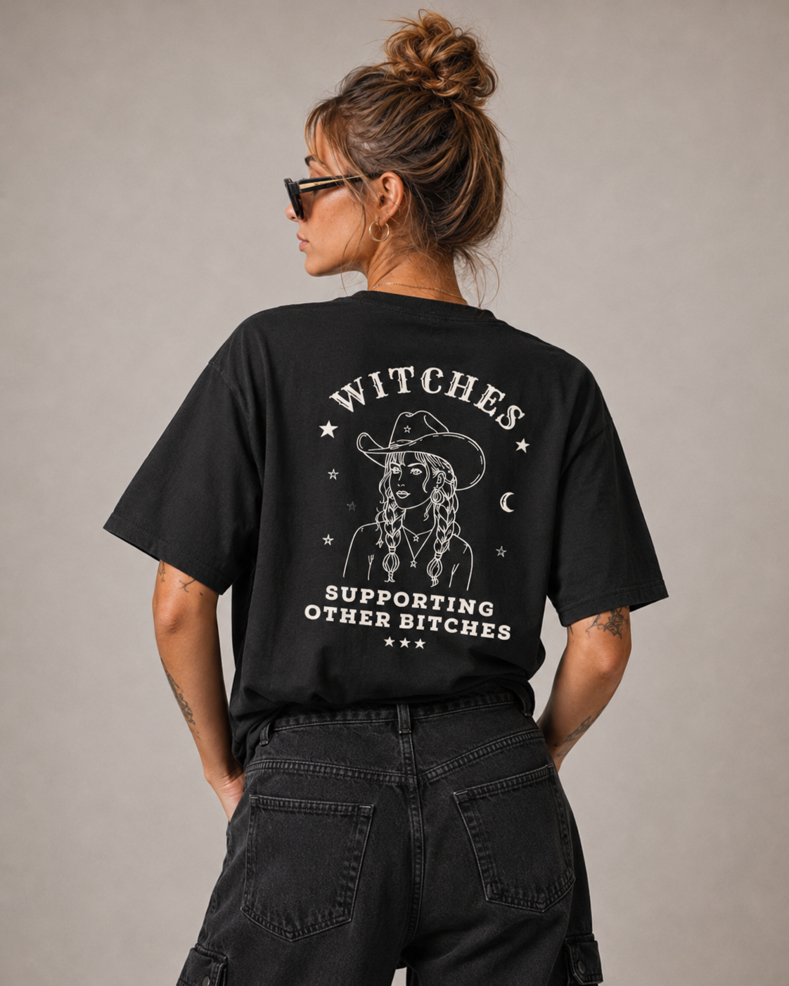 Witches Supporting Other Bitches Cowgirl Back Print Tee